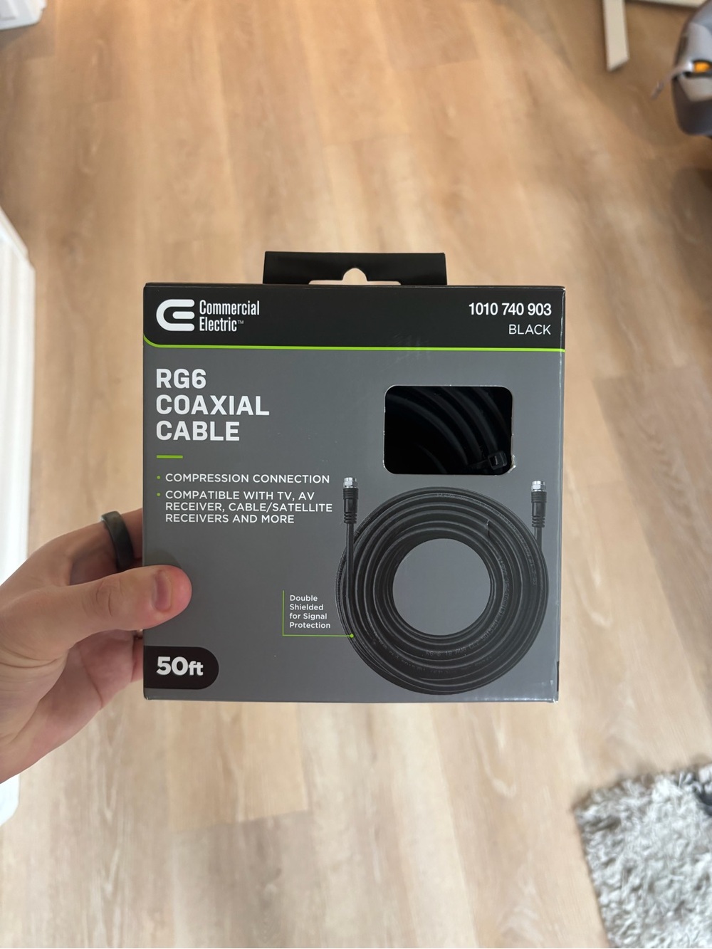 Black RG6 Coaxial Cable 50ft